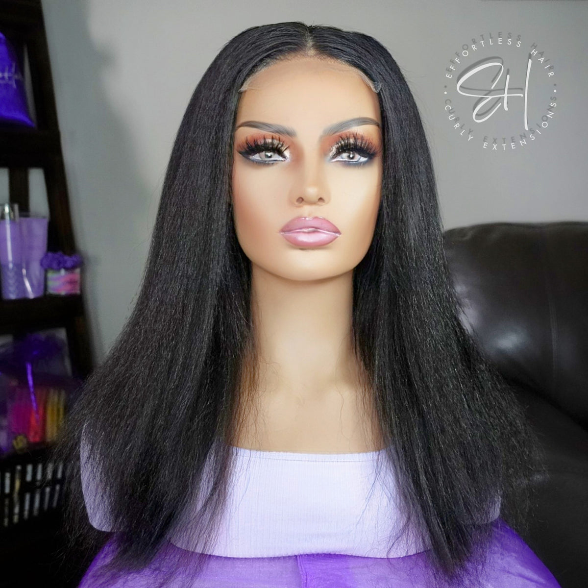 Kinky Straight HD Glueless Lace Closure Wig